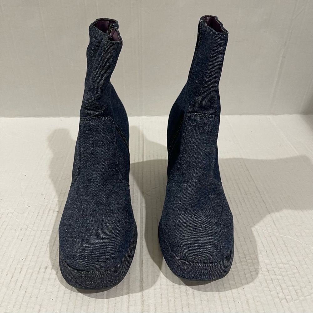 Women’s Vacation Retro Blue Denim Platform Boots Size 6.5 US! - Picture 2 of 8